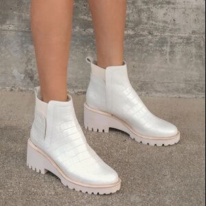 Dolce Vita Huey ivory croc boots